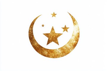 Poster - Eid calligraphy with a moon and star, isolated on white.