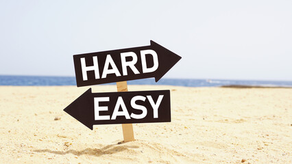 Aufkleber - Direction indicator - choice of hard or easy way on two direction signs