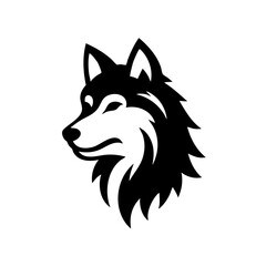  Husky Dog Head: Black and White Vector Portrait