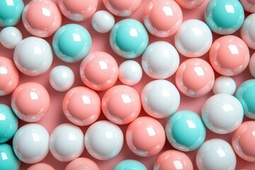 Wall Mural - pastel spheres on pink background