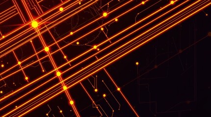 Poster - Glowing orange lines intersect, forming a network of nodes on a dark background