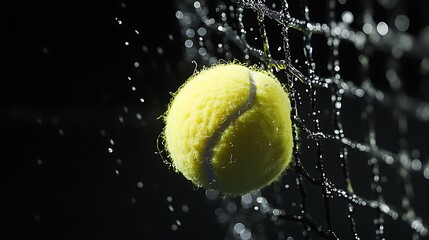 Splashing tennis ball net collision pictures