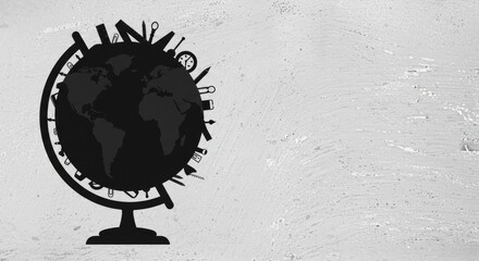 globe silhouette on textured background for educational themes