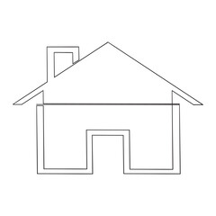 Fototapete -  Home icon vector continuous line drawing doodle 