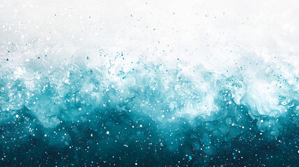Poster - Abstract teal and white paint texture, swirling pattern resembling water or sky, creating a calming and serene atmosphere, ideal for design backgrounds