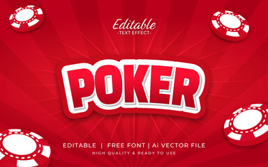 Poster - Editable Poker Text Effect with red background. money game