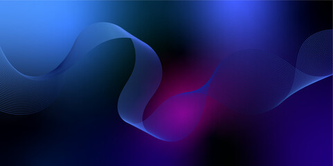 Poster - abstract digital future technology concept blue smooth lines background. wavy curve lines and . freq