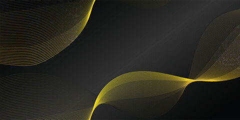 Poster - abstract golden wave line on black background. technological business concept, vector illustration.s