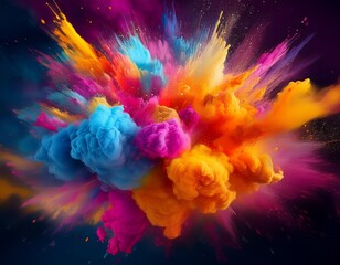 Wall Mural - explosion of colored powder mixed media content