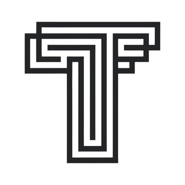 Modern minimalist initial letter T logo, Minimal shape alphabet letter T icon 