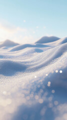 Poster - Close-up of snow texture with ice crystals, showcasing a winter landscape scene, symbolizing serenity, purity, and cold weather
