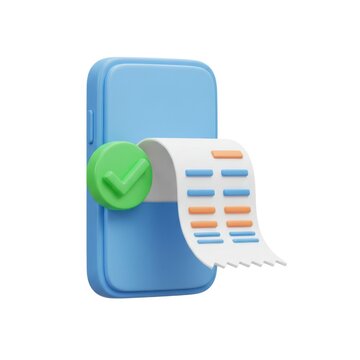 Mobile payment confirmation receipt transaction approval 3d rendering