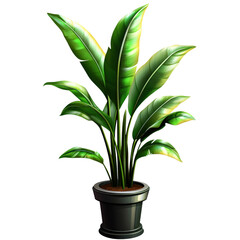 Poster - Vibrant Tropical Plant in a Pot with Large Glossy Green Leaves and Healthy Foliage, Perfect for Home Decor and Indoor Gardening Enthusiasts