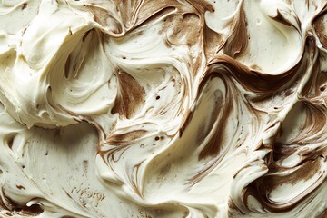 Poster - Swirled delight of light and dark dessert topping. A smooth and creamy treat with flowing patterns creates texture and depth.