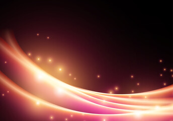 Poster - Abstract neon glowing line in motion with light sparkles and flares. Futuristic background, with neon swirl