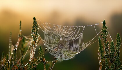 spider web with dew drops