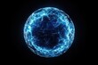 © Monisha - Glowing blue sphere, network connections, abstract digital globe, crystalline structure, futuristic technology,