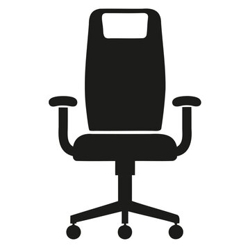 Flat Design Office Chair Icon Black Silhouette PNG