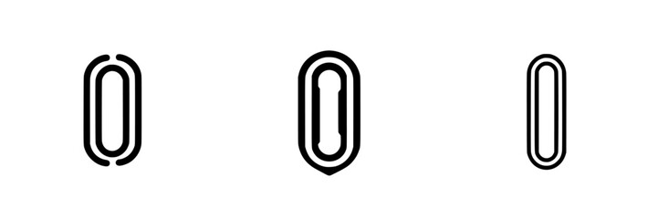 Poster - Vector illustration of black and white icons showing various paperclip designs suitable for digital and print media