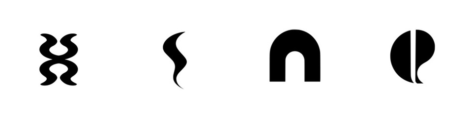 Poster - Unique black and white vector illustration icons showcasing abstract designs for creative projects