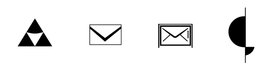 Poster - Vector illustration showing black and white icons of various shapes and envelopes for communication and design purposes