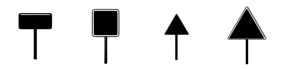 Poster - Vector illustration of various black and white sign shapes on poles for design and guidance