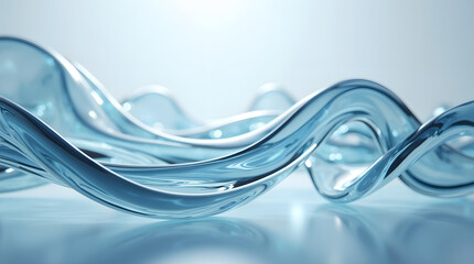 Aufkleber - Abstract composition of flowing, translucent blue waves, evoking a sense of calm and fluidity.