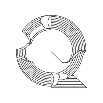 Modern minimalist initial letter Q logo, Minimal shape alphabet letter Q icon 