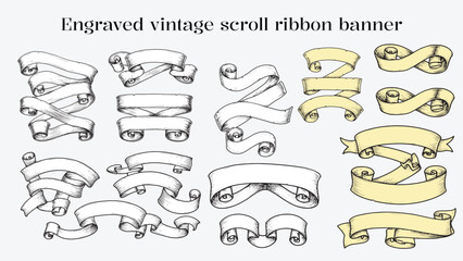 Wall Mural - Engraved vintage scroll ribbon banner