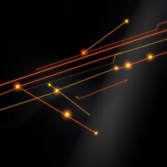 Poster - Glowing orange and yellow lines intersect on a dark background, resembling circuitry