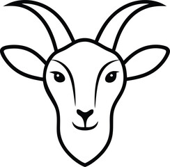 Wall Mural - elegant continuous line drawing of a goat head wearing a cap perfect for farm animal illustrations m