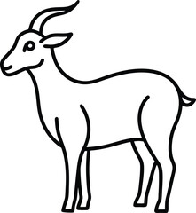 Wall Mural - elegant line art drawing of a goat in front view created with a single stroke style for use in moder