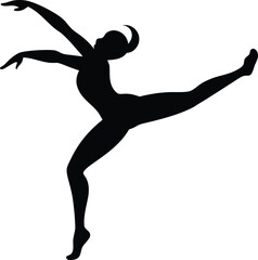 Wall Mural - stylized artistic line art of a gymnast silhouette in motion performing a split great for dynamic sp