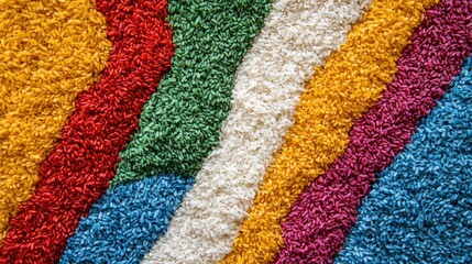 Poster - Macro shot of individual dyed rice grains used in a Diwali rangoli. Detailed texture
