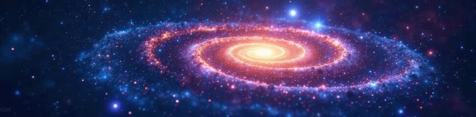 Wall Mural - Sparkling starry night sky with a distant spiral galaxy , galaxy, stars, spiral