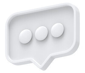Poster - 3d white shape chat social media notification rectangle icon isolated transparent background 3D rendering