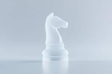 Poster - Abstract Knight Chess Piece: A translucent, stylized knight chess piece standing alone, embodying strategy and refined design. Minimalist art.