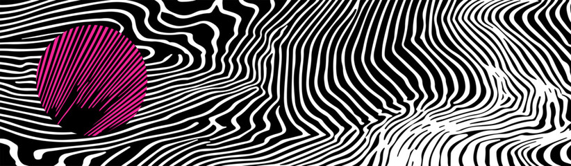 Poster - Abstract vector illustration with wavy black and white lines forming fluid patterns. Perfect for modern backgrounds, graphic design, and contemporary art projects.