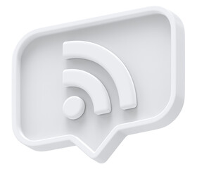 Poster - 3d white shape Rss or feed icon rectangle and chat icon isolated transparent background 3D rendering