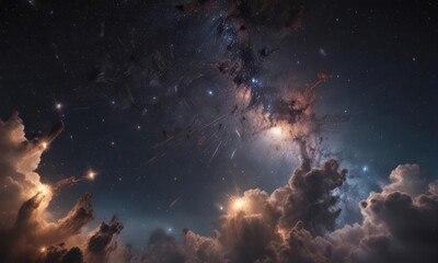 Wall Mural - Stunning view of star clusters & gas clouds in the night sky , beauty, galaxy