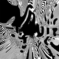 Poster - Abstract vector illustration with black and white wavy lines that form an optical illusion effect, creating a dynamic, modern, and hypnotic visual.