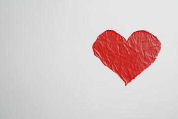 Fototapete - Textured red heart on white backdrop. Symbolizing love, passion, and Valentines Day. A minimalist, abstract portrayal of emotion and affection.