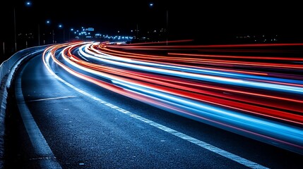 Wall Mural - night highway, light trails