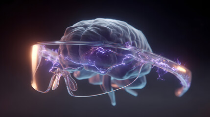 Poster - Mindful Innovation: A visionary concept showcasing the fusion of technological advancement with the intricacies of the human mind, captured with striking digital art. 