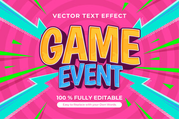 Wall Mural - Colorful text effect, game event announcement with editable vector design