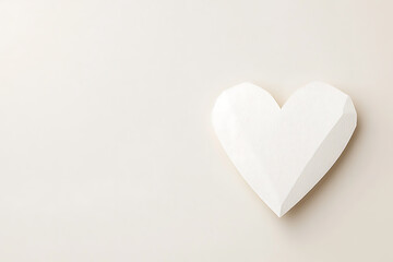 Fototapete - Geometric Heart Design. White paper heart against a neutral background. Simple, modern, love, and design. Great for Valentine's Day or wedding concepts.