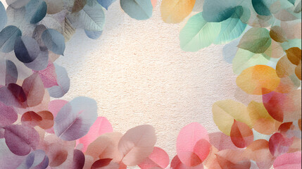 Poster - abstract leaves art: a collection of stylized leaves in a variety of soft, pastel hues, artfully arr