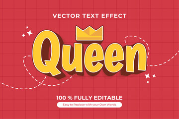 Wall Mural - Editable Queen Text Effect Design with Crown