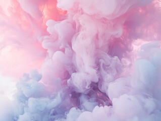 Poster - abstract smoke cloud in pink lavender and blue hues. a dreamy vaporous design with a soft diffused l