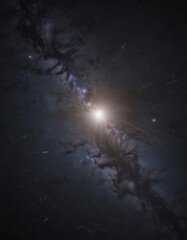 Wall Mural - Twinkling stars over dark galaxy; celestial beauty, cosmic wonder ,  stardust,  space,  blue